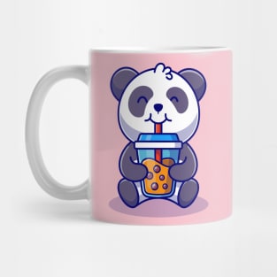 Cute Panda Drinking Boba Milk Tea Cartoon Mug